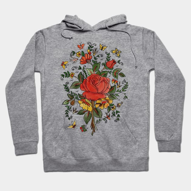 rose, flowers,butterflies and birds Hoodie by tos42